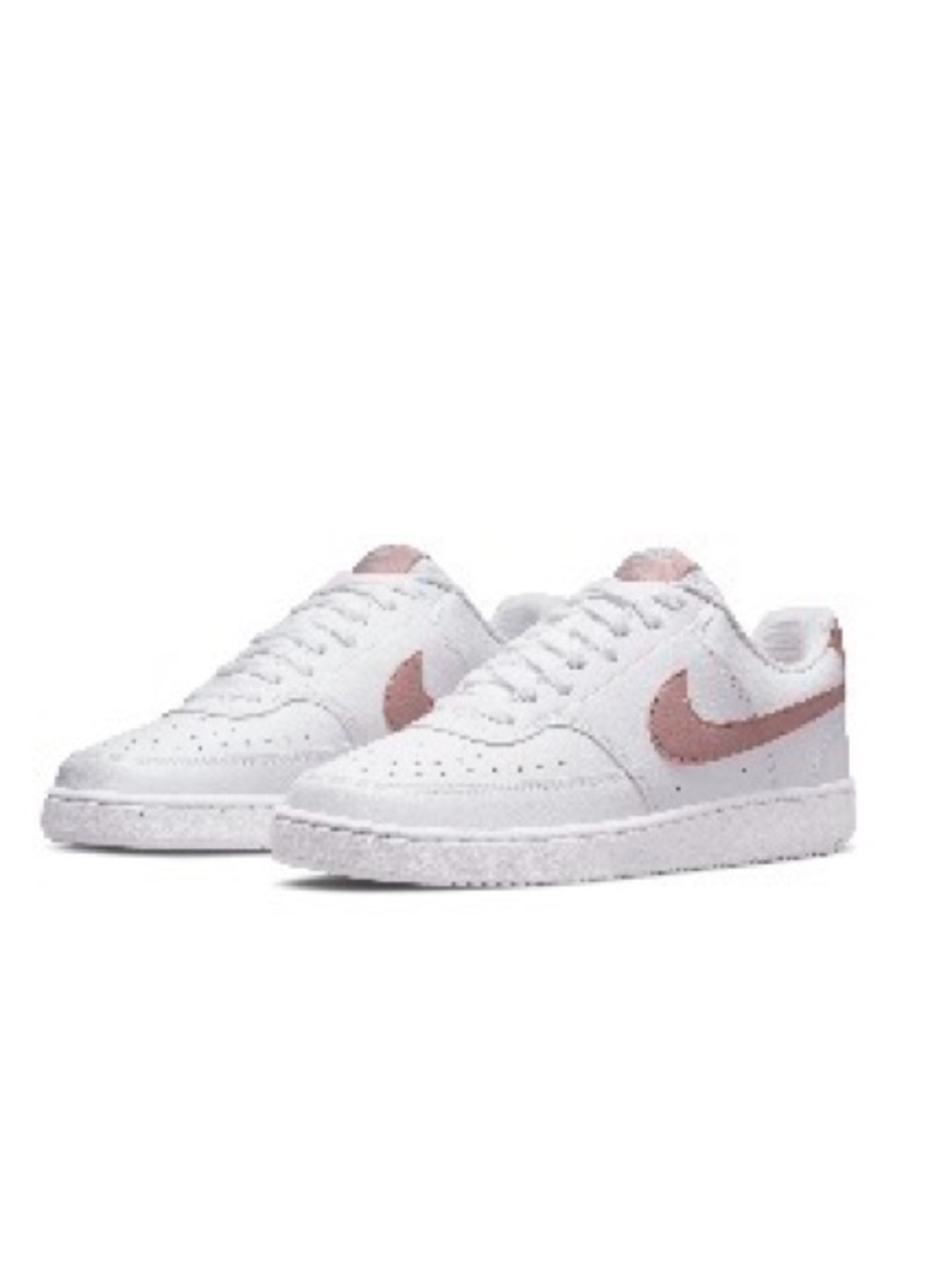 Nike White Low-Top Sneakers with Rose Pink Swoosh